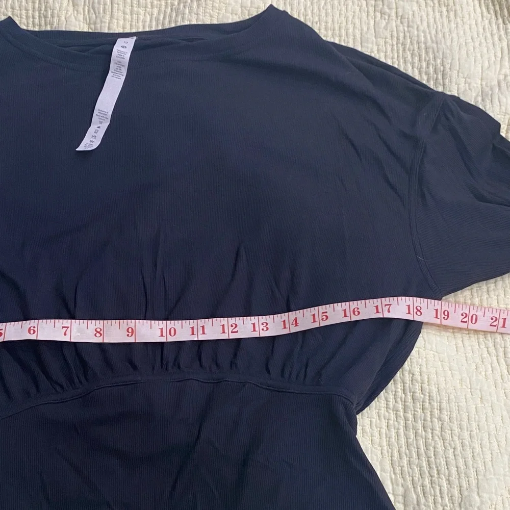 Lululemon Athletica Black Ribbed Modal Silk Blend Long Sleeve Shirt Size 10